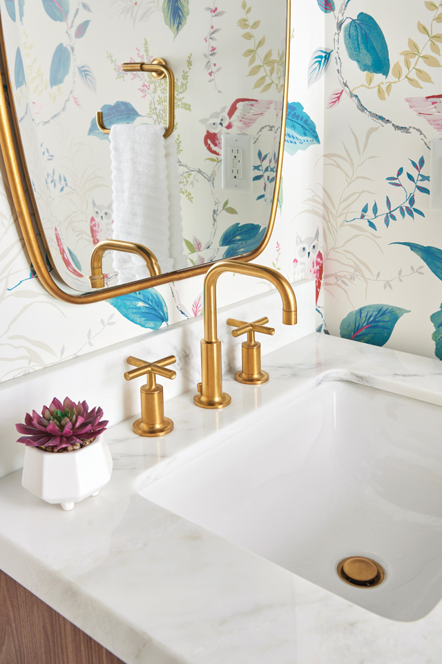 color and whimsy bathroom design by Rebecca Hay