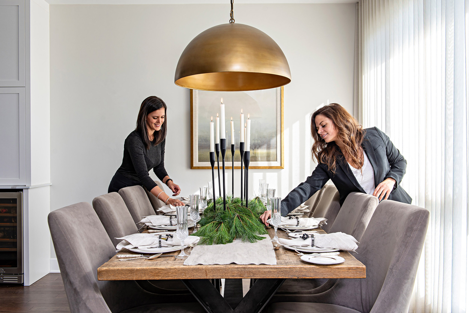 Hibou Design + Co holiday styled dining table with greenery