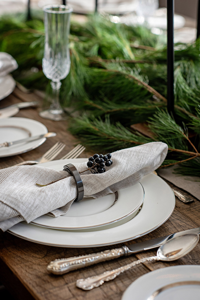 Close up of holiday table by Hibou Design + Co
