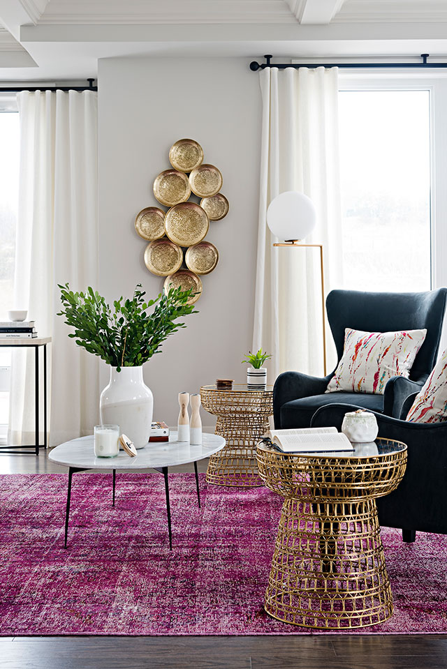 Pink Area Rug | Living Room Design
