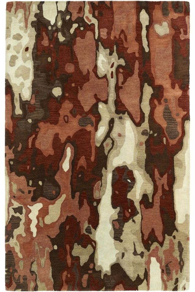 Rust colored area rug with abstract picture by Kaleen 
